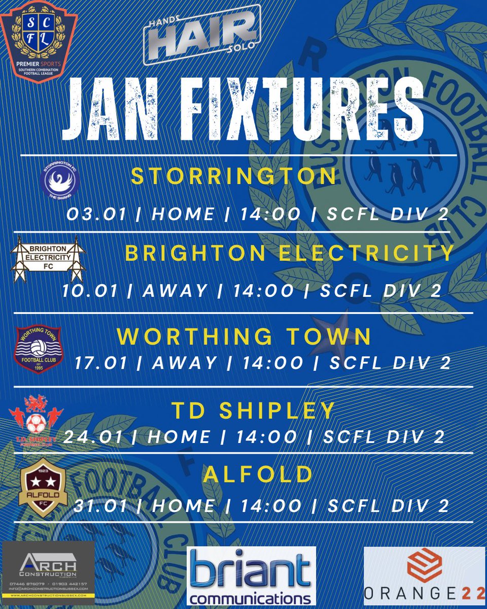 Here’s the January fixtures for the blues busy month