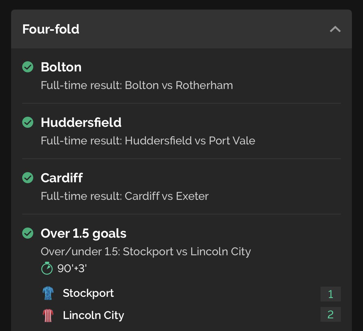 KingsTopTips's tweet photo. BOOOOM!🤴🏽✅

OUR LEAGUE ONE ACCA US A WINNER!🔥

Anyone on this with us?👀 https://t.co/gY6wEiJgyH
