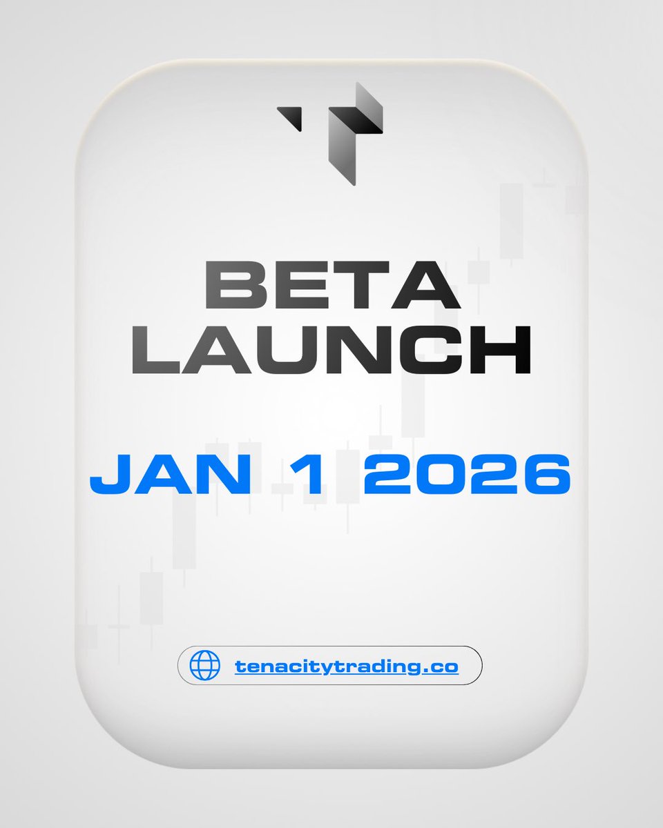 TenacityTr's tweet image. Tenacity Beta Launch: January 1, 2026. Accounts will be available for purchase. 

Competition Start: January 12, 2026. 

#tenacitytrading #futurestrading #proptrading