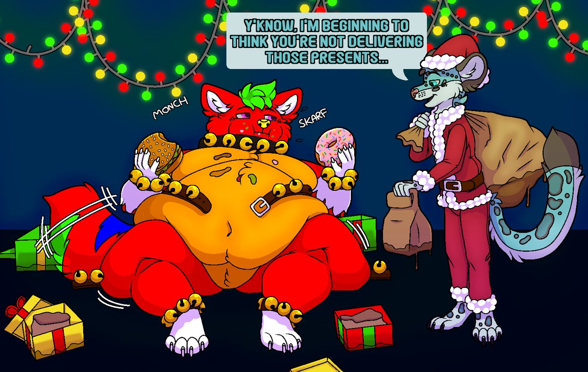 As always, the holiday season has been very...filling. But all that indulgence can make it quite difficult to get up, and even more difficult to deliver presents.

Good thing there's others around to bring you even more treats to munch on~

Christmas YCH by: <a href="/COSMICSHEEN/">✨ Sheen! ✨🐀</a>