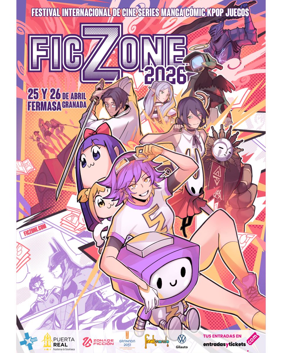 ¡Qué felices de enseñaros el cartel de FicZone 2026!

🖌️ Esta maravilla está dibujada por la grandísima ilustradora granadina !

Esperamos que os guste tanto como a nosotros 🤩
