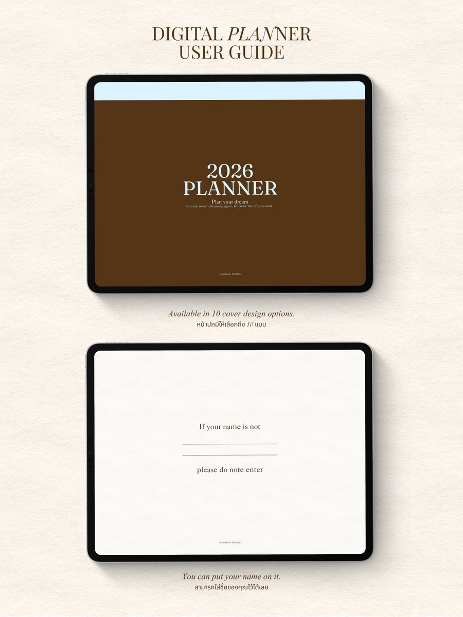 HandnoteStatiou's tweet image. 🎄 Giveaway digital planner 2026 🥳
มาแล้วค้าบตามสัญญาที่ให้ไว้ สิ้นปีนี้พวกเราขอส่งมอบของขวัญพิเศษ น้อง 2026 digital planner ไว้ให้ทุกคนได้ใช้กันน้า 😊📓

💭 มีปกให้เลือกถึง 10 ปกเลยค่า โดยด้านในจะประกอบด้วย
Name page
Index ( สารบัญ )
My goals
My vision board
30 Wish lists…