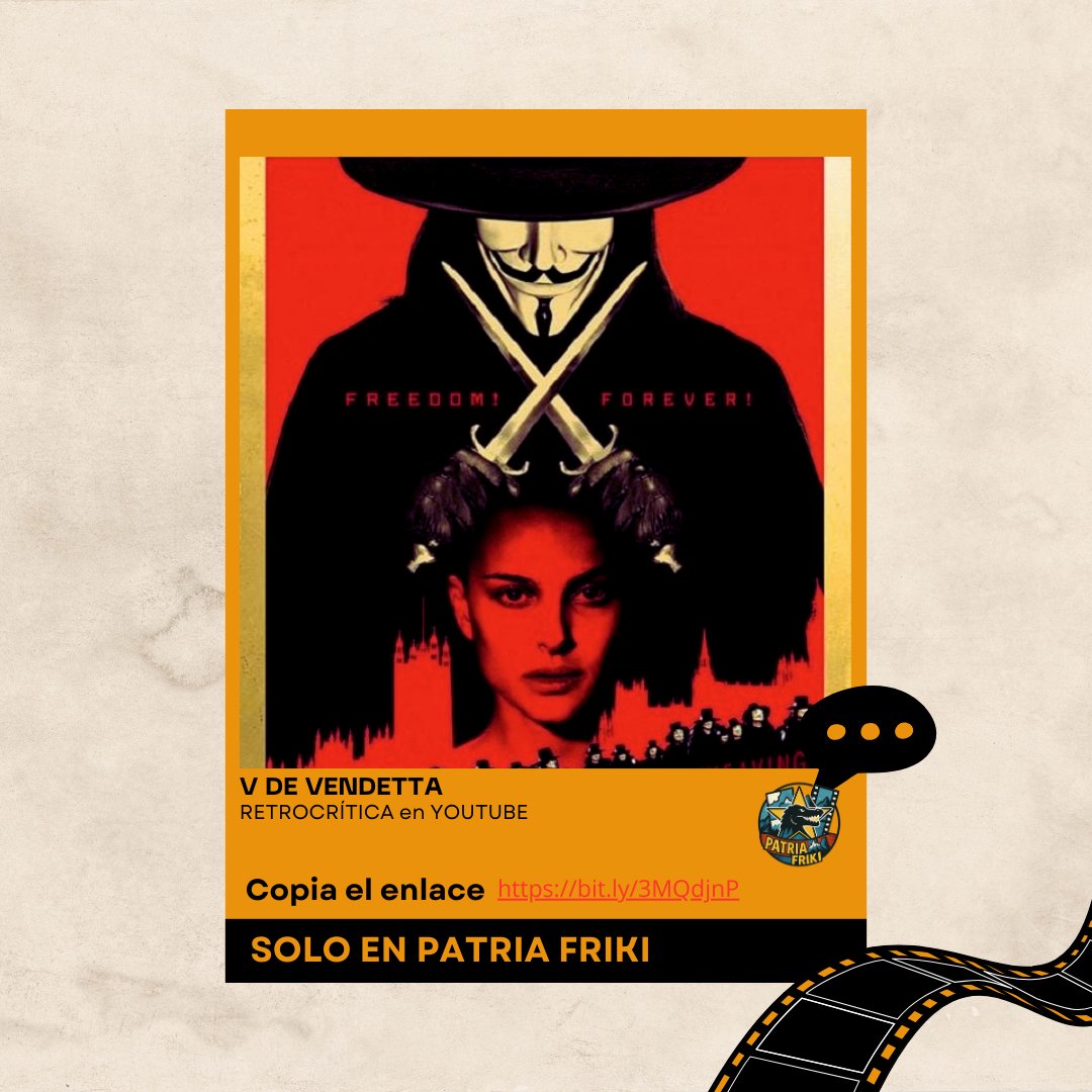 🔥 RETROCRÍTICA de V de Vendetta 🔥
Una película de 2006 que sigue siendo más actual que muchos discursos políticos.
Anarquía, revolución, máscaras y un mensaje que no caduca.🎭 Vídeo completo en YouTube bit.ly/3MQdjnP
#VdeVendetta #Retrocrítica #PatriaFriki