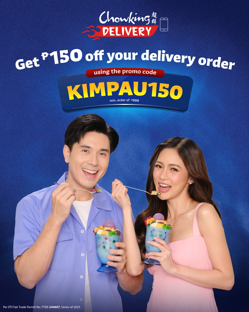 More reason to celebrate this holiday season with P150 off your delivery order when you use code KIMPAU150 via the Chowking App or chowkingdelivery.com! 🍨😍

Promo runs until December 31. Order now!