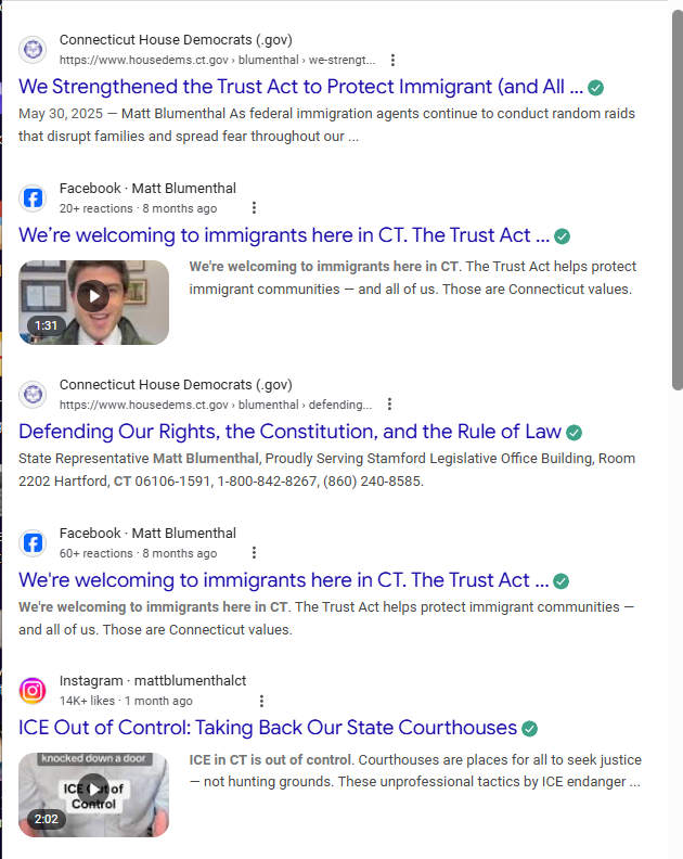 🔴 Why has there not been an FBI and DoJ partnership to investigate Connecticut State Representative Matt Blumenthal's (Senator Richard Blumenthal's son) conspiracy to profit off of illegal immigration, in violation of Federal Law, using his position in the Connecticut State