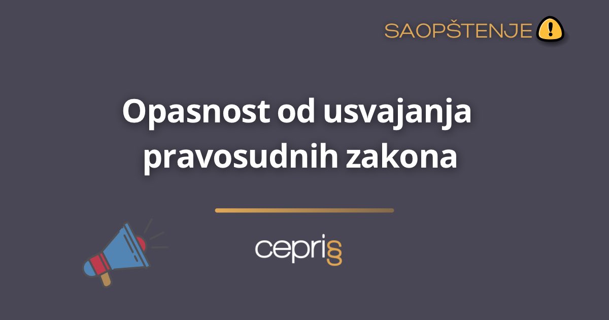 CEPRIS upozorava na opasnost od usvajanja pet predloga pravosudnih zakona koje je narodni poslanik SNS Uglješa Mrdić 22. decembra podneo Narodnoj skupštini na razmatranje po hitnom postupku, kojima bi se ojačao uticaj izvršne vlasti na pravosuđe. cepris.org/stav-cepris-a/…