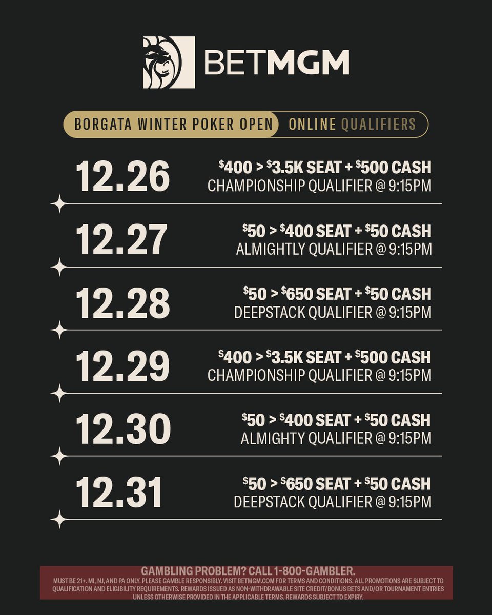 You've got to know when to Ho-Ho-Hold 'Em—a whole new batch of <a href="/BorgataPoker/">BorgataPoker</a> qualifiers are here!🎄