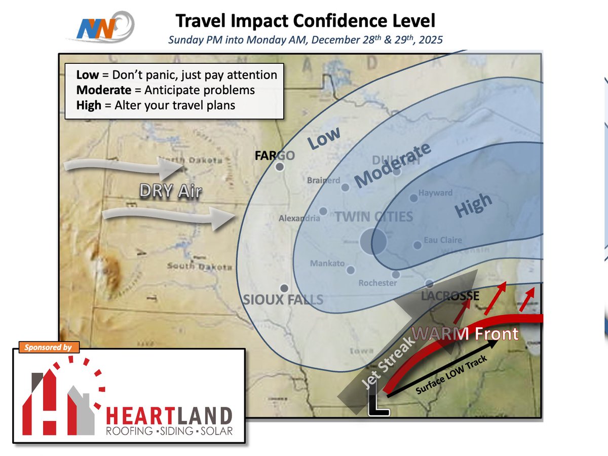 The weather scenario for Sunday is rapidly changing as a strong Winter Storm takes aim @ MN/WI. This storm has the potential to over-perform with SNOW &amp; WIND, especially after noon Sunday into Monday AM. Here is your latest Travel Impact map.