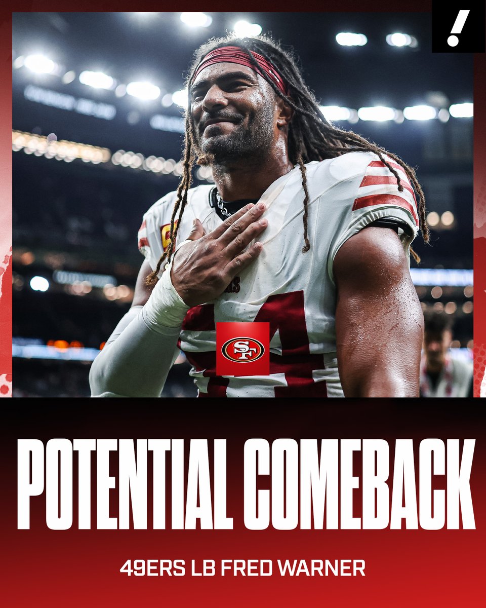 YahooSports's tweet image. The 49ers are evaluating a potential playoff return for LB Fred Warner after strong progress in ankle rehab, per GM John Lynch.