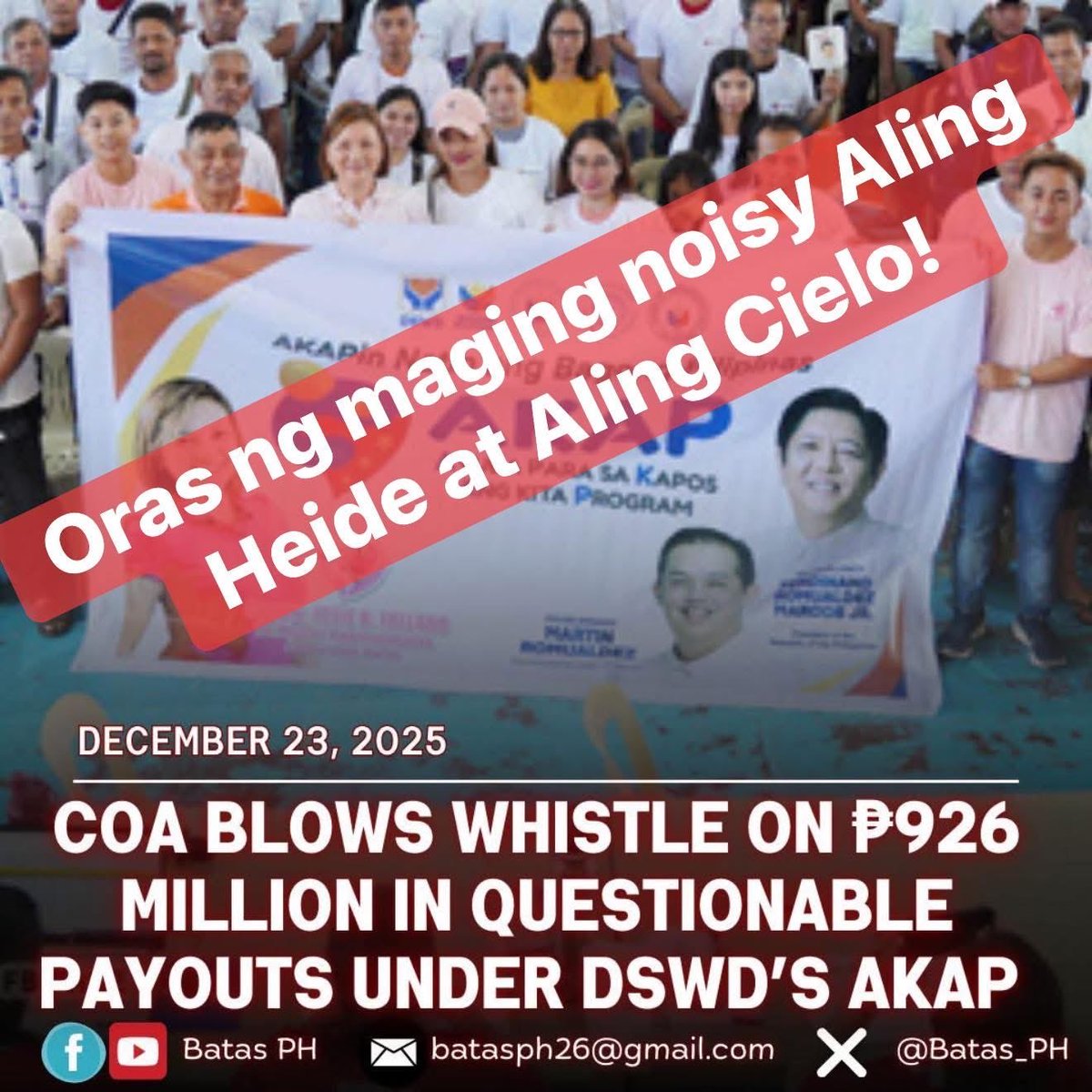 JHSBae1's tweet photo. @profcielomagno Mag ingay naman po kayo, yayain nyo po si Aling Heide. https://t.co/BVGRNCAN2s