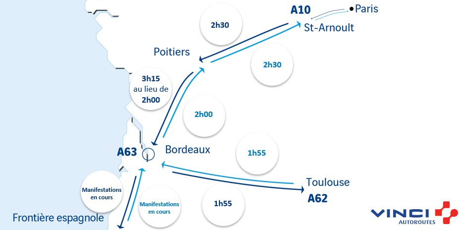 #Infotrafic à 19h00 ⏱️ Vos temps de parcours sur <a href="/A10Trafic/">Autoroute A10</a>, <a href="/A62Trafic/">Autoroute A62</a> et <a href="/A63Trafic/">Autoroute A63</a>. Bien vous informer, pour vous permettre de #BienVoyager. #A62