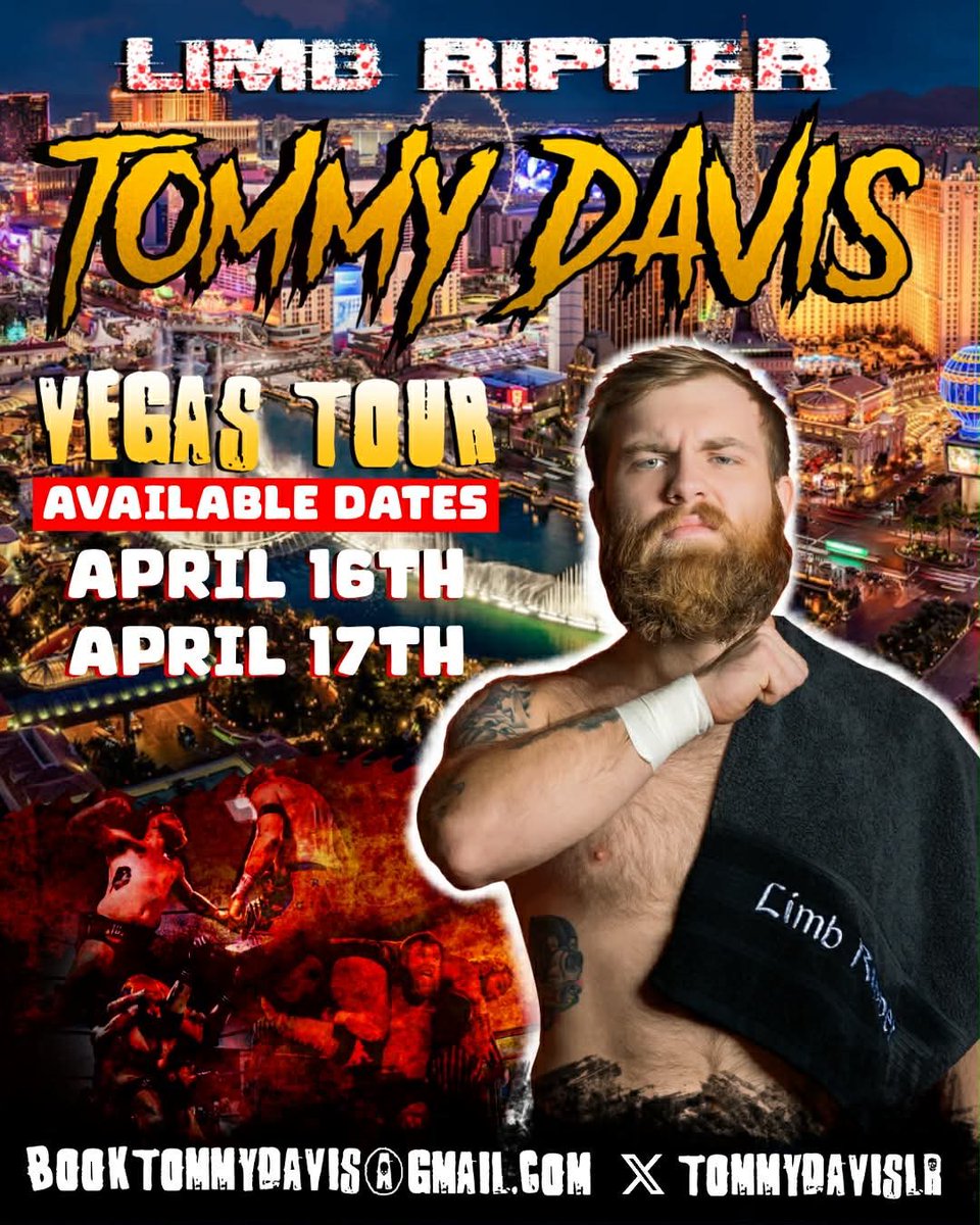 TommyDavisLR's tweet image. So I will be in Vegas for the first time in April and got some dates👊🏼

#LimbRipper