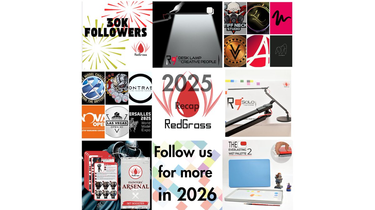 RedgrassGames's tweet image. Redgrass 2025 Recap ⚡

▸A successful Kickstarter for the Solo Desk Lamp 💡
▸More than 30k followers 🤩
▸Great collabs with amazing artists and academies 🖌️
▸The creation of the Painter’s Arsenal Recipe Cards 🎁
▸Great events we’re proud to support 🌍

#MiniPainting