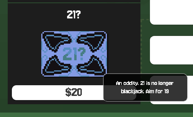 teethree_dev's tweet photo. I'm nearly done developing the economy and shop for Odds At Oddity. Take a look at a rough first draft of a casino plaque. A permanent modifier that bends the rules of the casino.

Wishlist today! https://t.co/HGuQ5Zy4up

#gamedevs #indiegame https://t.co/LxVZr1L5oN