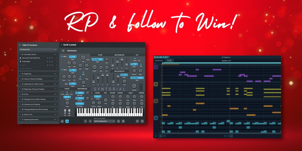 REPOST &amp; FOLLOW <a href="/plugindeals/">Plugin Deals 🔌 💵</a> and <a href="/AudibleGenius/">Audible Genius</a> to WIN the Syntorial &amp; Building Blocks bundle offered by Audible Genius 🎅

🎄 audiblegenius.com/?utm_source=x.…

1 Winner chosen January 3