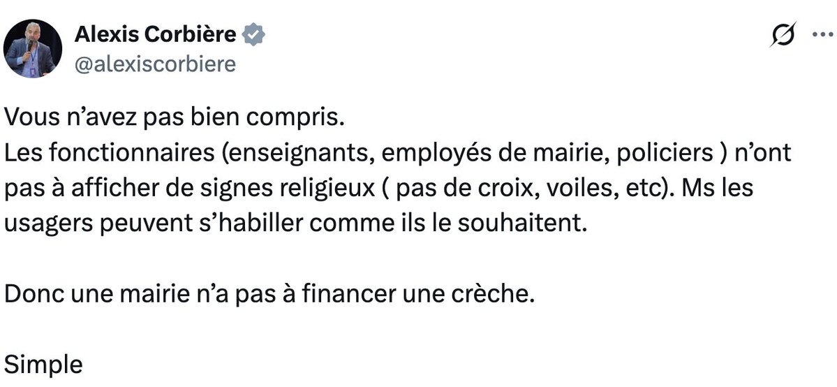 AlexandreRifai's tweet photo. .@alexiscorbiere, oK, vous dites qu’une mairie n’a pas à financer une crèche. Soit.
Mais quand la mairie de Montreuil (dans votre circonscription, vos couleurs politique, PCF/gauche) accorde un bail emphytéotique à 1€/an pour construire une mosquée (contesté et annulé en 2007 comme subvention déguisée, puis validé en appel 2008 ; et renouvelé en 2023 pour une 2e mosquée) …Ce n’est pas un financement indirect, ça ?
Elle est où la cohérence laïque ?
Vous brandissez la laïcité a votre sauce, mais vous feriez mieux de balayer devant votre porte avant de donner des leçons, non ?
#Laïcité