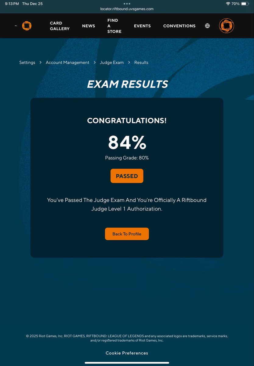 Officially passed my level 1 judge exam #Riftbound