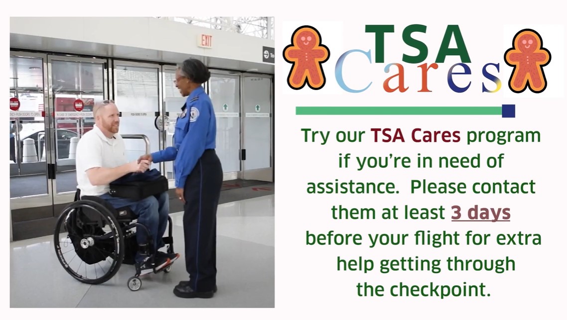 TSA's tweet image. Traveling during the holidays can be stressful. We're here to help. Try our TSA Cares program if you’re in need of assistance. Please contact them at least 3 days before your flight for extra help getting through the checkpoint. ⬇️

tsa.gov/travel/tsa-car…

#HolidayTravel