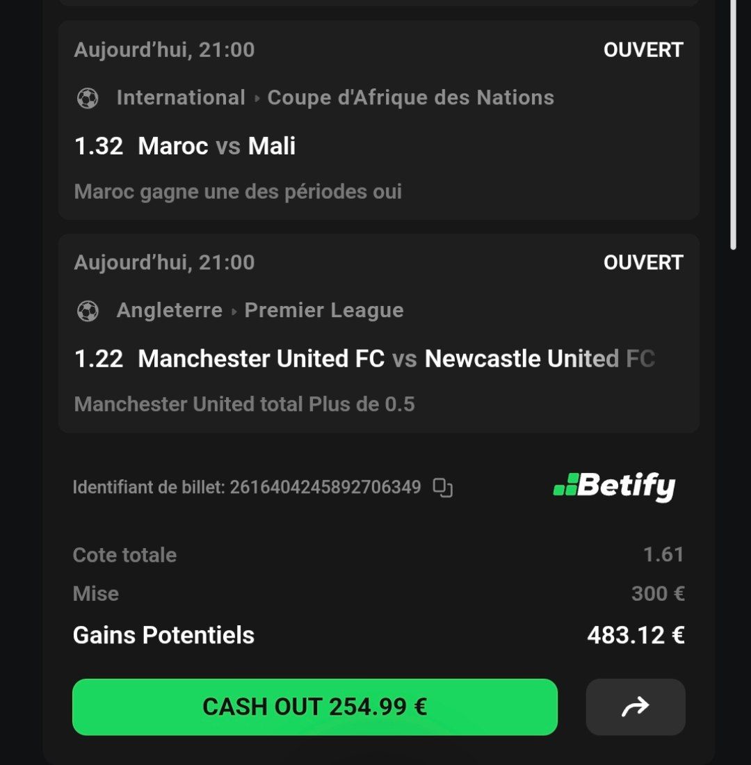 Cactuuspronos's tweet image. ⚽️🌍 Maroc gagne une des périodes + ⚽️🇬🇧 Manchester United marque +0,5 but @1,61🔥🌵

10€ en Paysafecard à gagner 🎁 

👉 Commente ❤️ / 🔄

Mon VIP a 0,99€ 👉 sub-starter.com/fr/cactusprono…

#cafc #TeamParieurs
