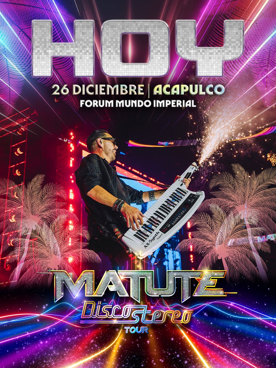 ¡Cuando calienta el sol aquí en ACAPULCO! ☀️ Esta noche toca Matutera. 😎🤘🏻 

Nuestro #DiscoStereoTour 🪩 hace una parada HOY en Forum Mundo Imperial. 😎🎉❤️‍🔥 Nos vemos en unas horas para echar desmadre. 🕺🏻 ¿están listos? 🤘🏻🔥

#MatuteAcapulco 🌴
