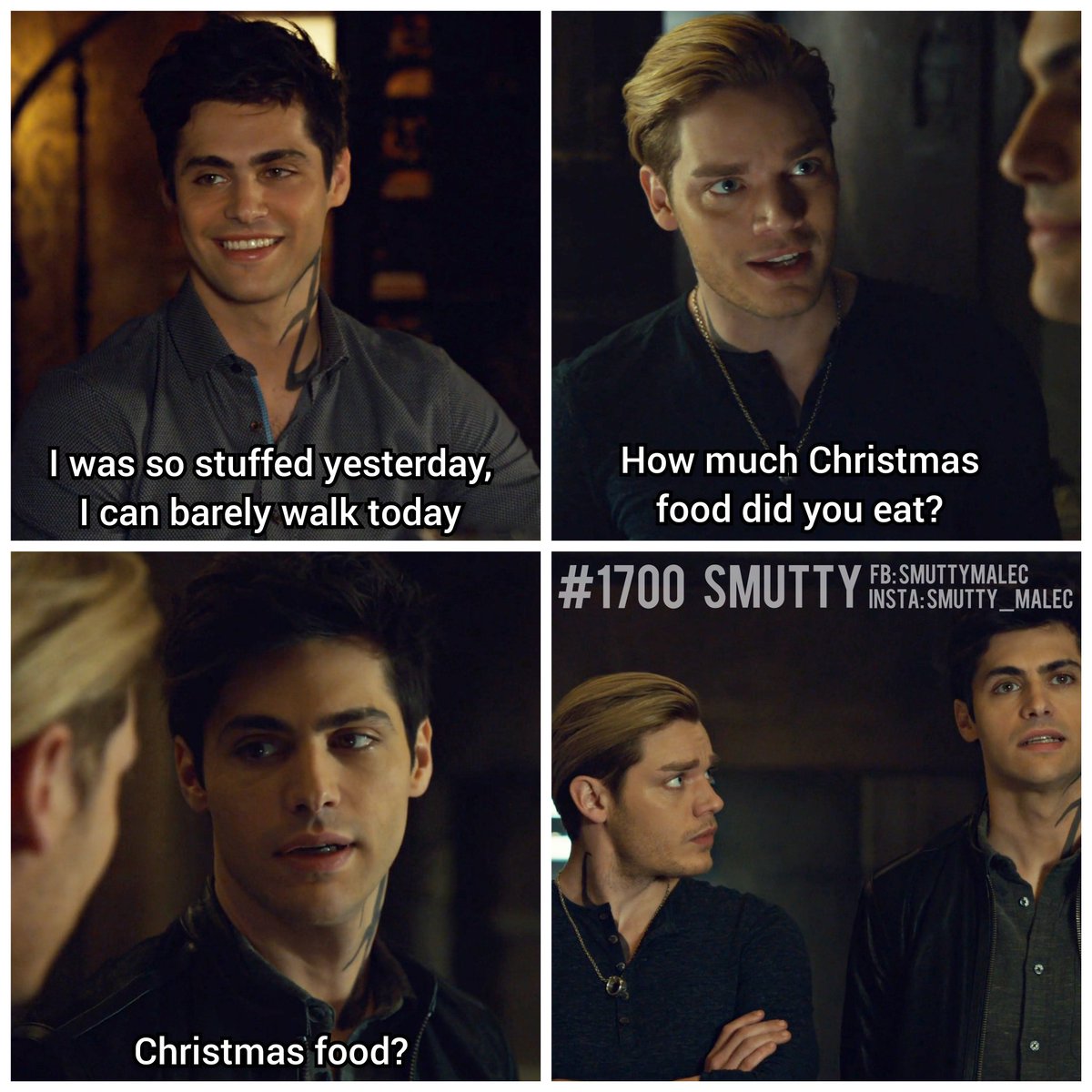 17? 1700? #1700 Smutty Memes?! XXXmas 25

#shadowhunters #shadowhunterstv #malec #aleclightwood #magnusbane #matthewdaddario #mattdaddario #harryshumjr #shumdario #SaveShadowhunters #shadowhunterslegacy #jacewayland #jaceherondale #dominicsherwood #domsherwood