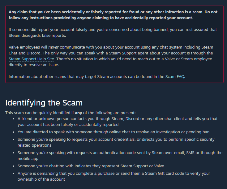 Today a random Steam user messaged me and sended me this picture. I just want to spread this, that this is a Scam if you receive this kind of message. The Second picture shows why it's a scam (you're not appealing on Discord with a Steam Support Staff anyway)