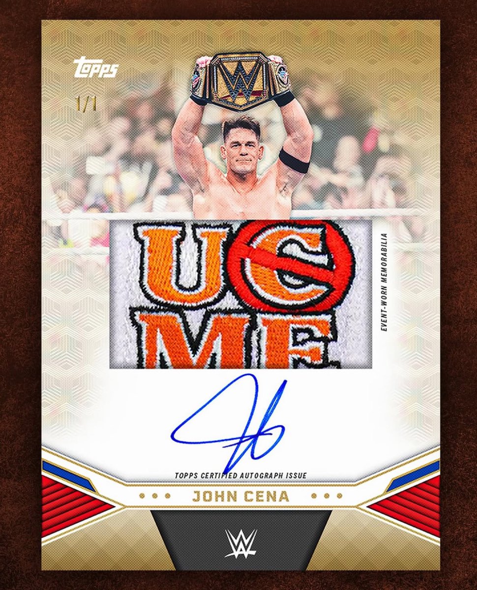 John Cena’s wristband from his final match is featured in a 1 of 1 trading card 💯