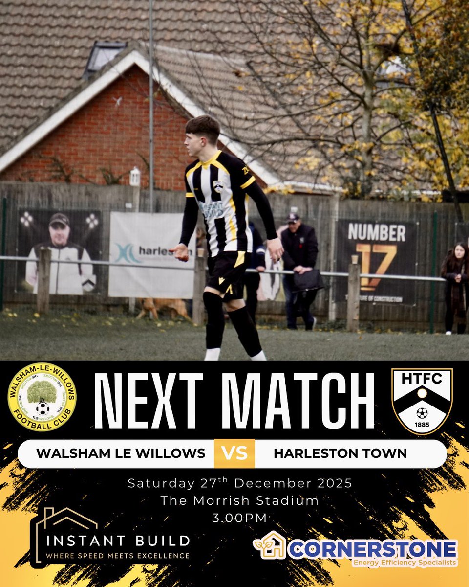LAST FIXTURE OF 2025 ⚽️

Town head to <a href="/Walsham_Warbler/">Walsham Le Willows Fc</a> tomorrow looking to end the year on a high.

🕒 3pm kick-off
📍 The Morrish Stadium IP31 3AH