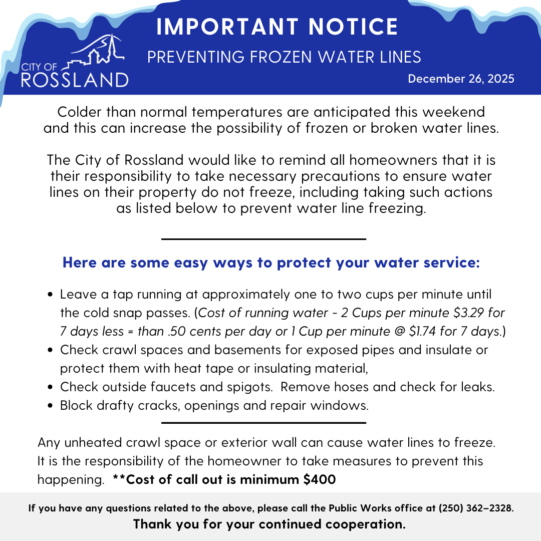 Cold Temperatures are coming! Here are some tips to prevent frozen pipes!