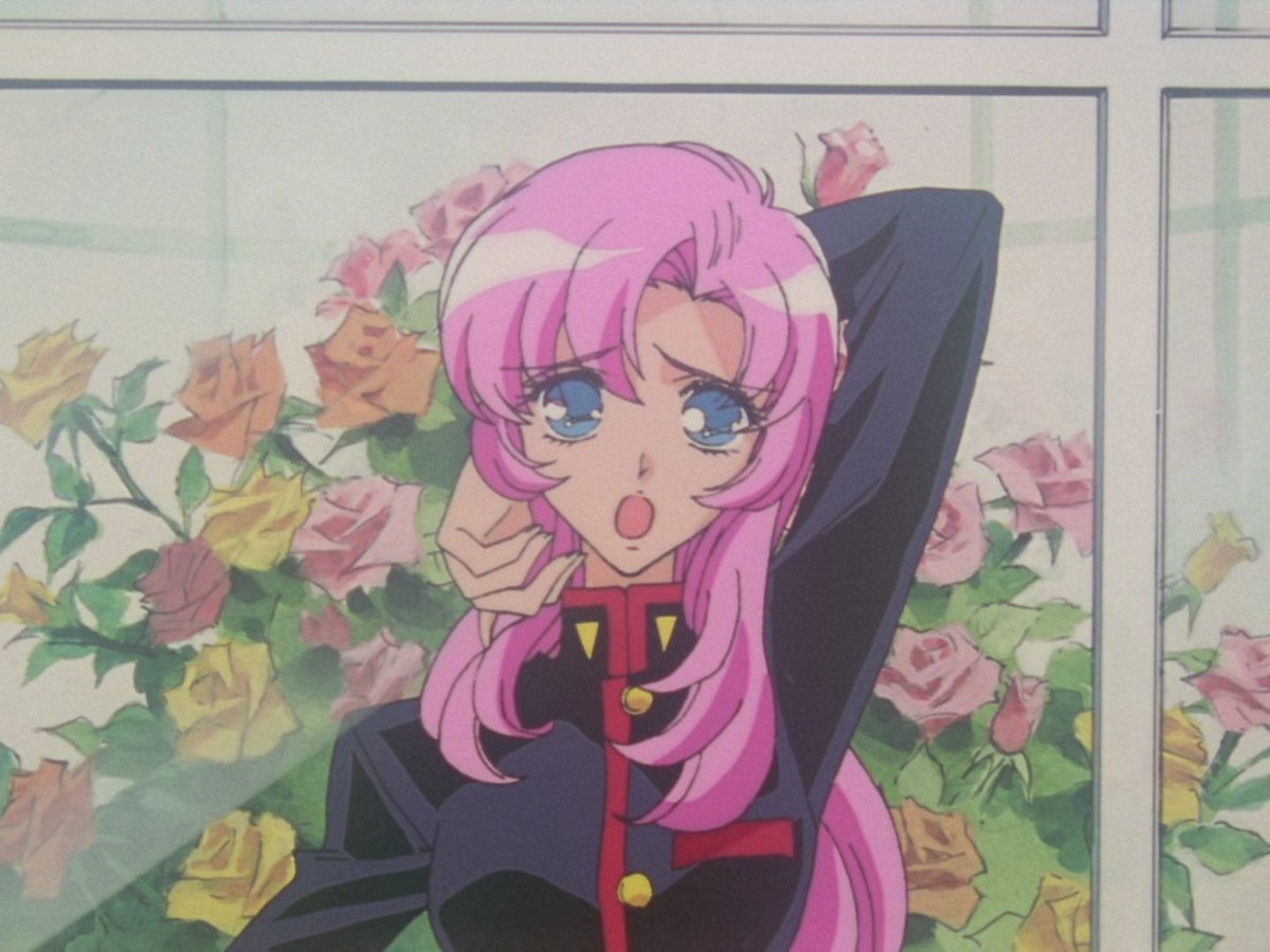 IC11O1's tweet image. early draft, original sketch, correction, and final animation for this shot of utena from episode 23