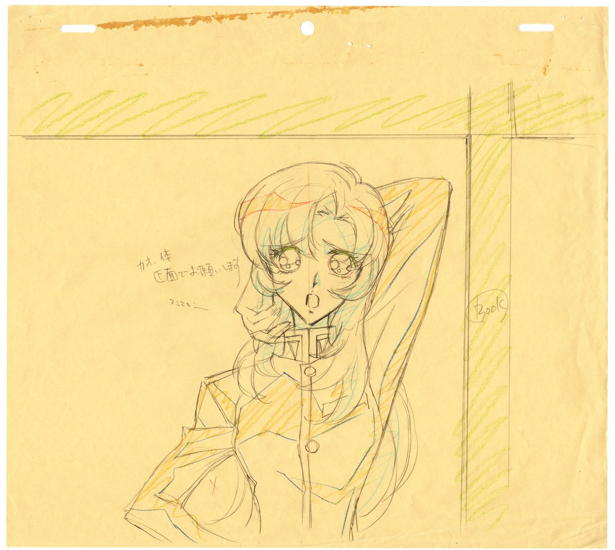 IC11O1's tweet image. early draft, original sketch, correction, and final animation for this shot of utena from episode 23