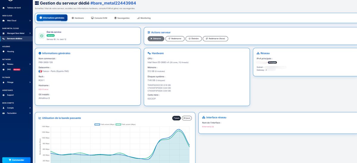 Nouveau look pour le panel de nos serveurs dédiés <a href="/HolyCloud_FR/">HolyCloud</a>