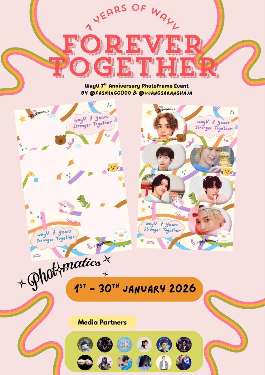 Fasmingg0oo's tweet image. 🧡💜🩵ᥫ᭡.ִֶָ𓂃 7 𝙔𝙚𝙖𝙧𝙨 𝙤𝙛 𝙒𝙖𝙮𝙑 : 𝙁𝙤𝙧𝙚𝙫𝙚𝙧 𝙏𝙤𝙜𝙚𝙩𝙝𝙚𝙧𐙚⋆°｡⋆♡ 💚🩷💛

#WayV’s 7th Anniversary Photoframe Event
— by: @fasmingg0oo &amp;amp; @ujangsaranghaja

 📍@photomaticsid (all branches) (1st - 30th January 2026)

#7yearsofWayV
#se7tahunWayV