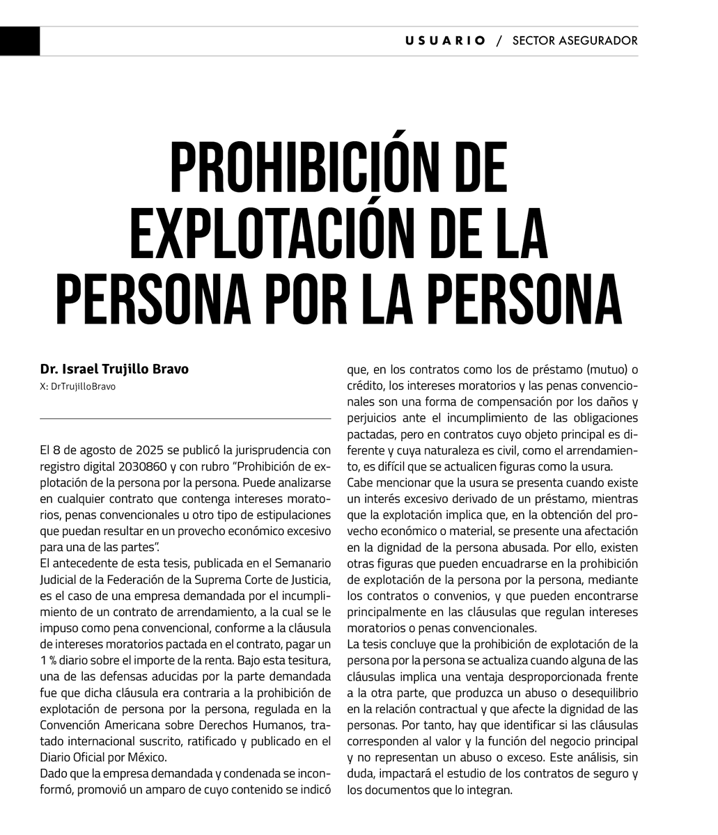 El Dr. Trujillo nos habla de la jurisprudencia "Prohibición de explotación de la persona por la persona" y su posible relación con los contraros de seguro.
🔗tinyurl.com/2kptjeax
