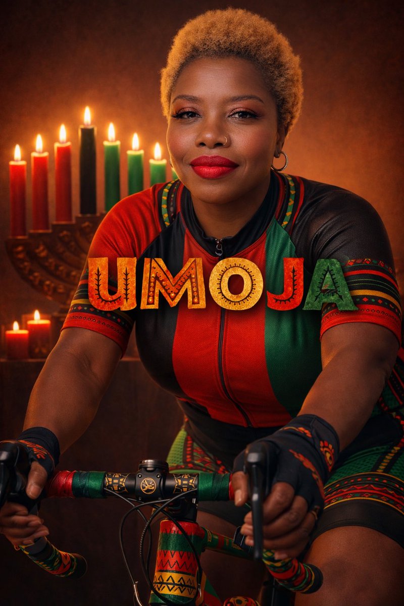🕯️🚴🏾‍♀️ Umoja on two wheels.
Riding in unity, culture, and purpose this Kwanzaa season. When we move together, we rise together. ❤️🖤💚

#PedalSATX #Umoja #Kwanzaa #BlackCyclists #BikeSA