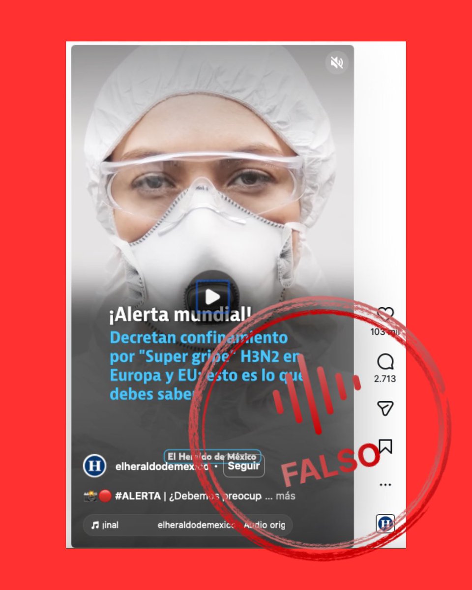 📣VIRALES
🛑FALSO: Publicación viral en X se refiere a que José Antonio Kast aún no asume y "ya empezó el nepotismo" por cargo de su yerno en el Ministerio de Educación.

🛑FALSO: Viral afirma que se decretó confinamiento por “súper gripe” en Europa y Estados Unidos.