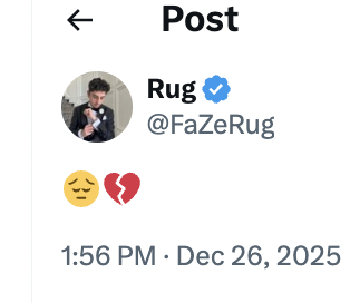DramaAlert's tweet image. FAZE IS SO DEAD....

Rumor is swirling that FaZe Rug might of left FaZe Clan after tweeting this.

Many fans are now begging him not to leave.