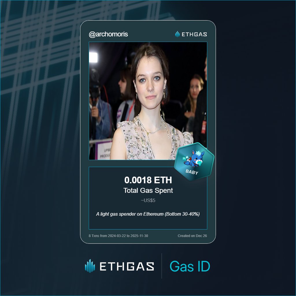 archomoris's tweet image. Discovered my Gas ID via ETHGas - turning my gas spend into rewards 🫘

As a Baby Jack, I've spent 0.0018 ETH on gas but earned 1 Beans back.

Get your Gas ID and Beans here: ethgas.com/community/gas-…