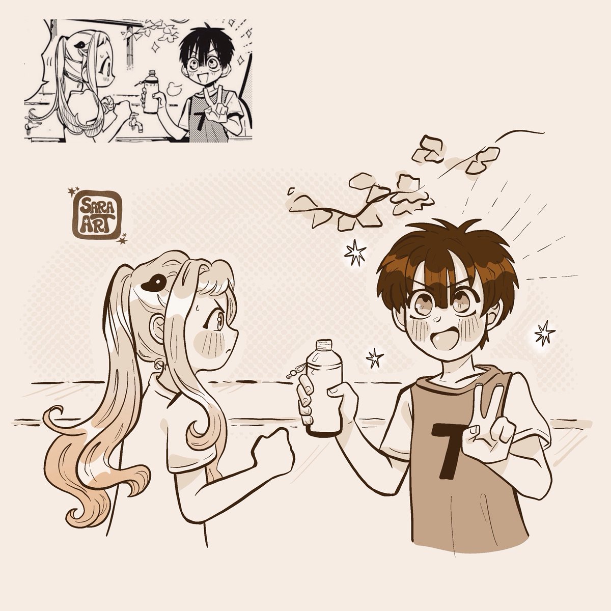 by_saraart's tweet image. Here are doodles 9 to 12! Merry Christmas everyone! 🎄✨ I’m a bit behind on my Christmas illustration, but I really hope to share it with you soon. Wishing you all lovely holidays 🧡🫂
.
#hananene #yashiro #hanako #tbhk #jshk