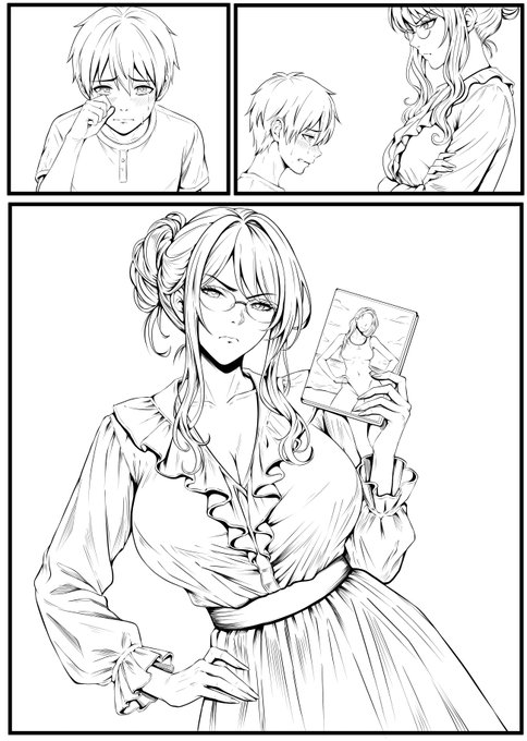 息抜き&練習絵。未完成。約4年前に描いた2枚目のイラストのセルフリメイク。潔癖症の教育ママに隠していた微エロのIVを見つけられてしこたま怒られる息子・・的な。エロシーンまで描き直したいなぁ。。当時フリルが全然描けなくてシャツにした思い出。 