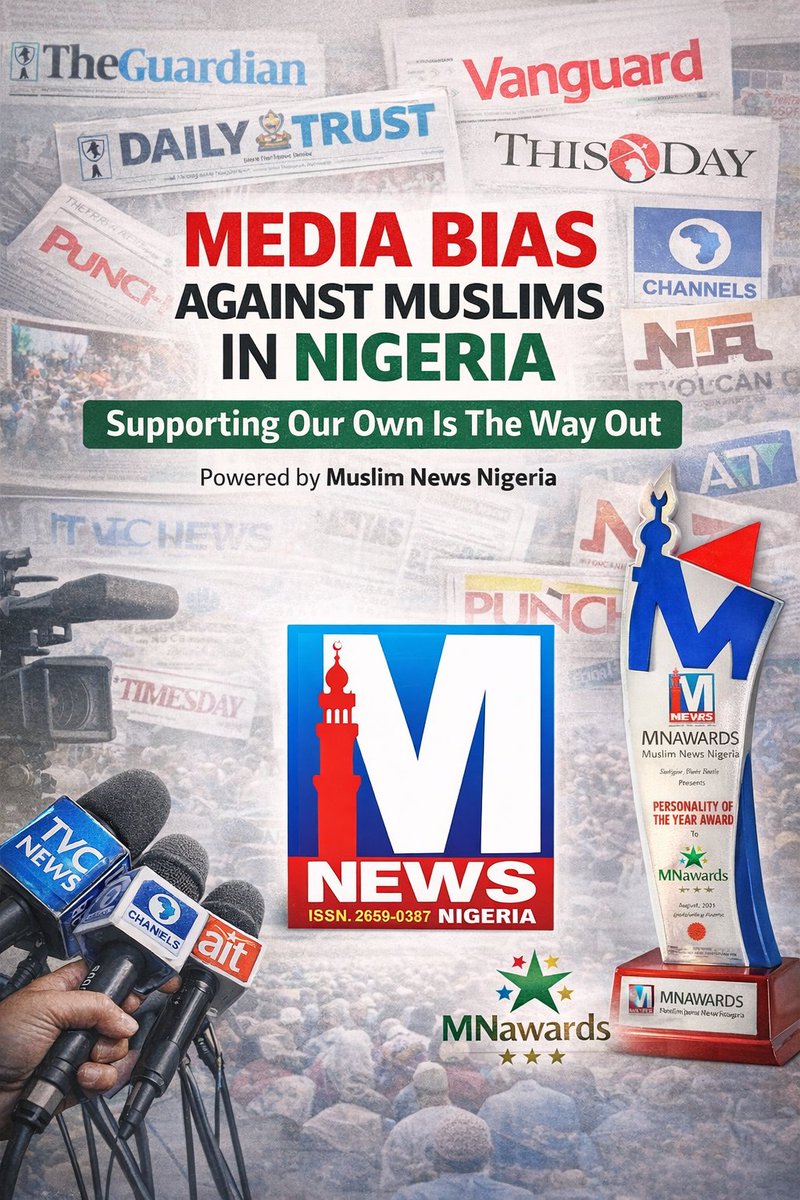 muslimnews_NG's tweet image. Media bias against Muslims in Nigeria: Supporting our own is the way out

One critical question must be asked: For the few media currently owned by #Muslims in Nigeria, how much support do they actually receive from individuals and the #Ummah? Read more &amp;gt;&amp;gt; muslimnewsnigeria.com/2025/12/26/med…