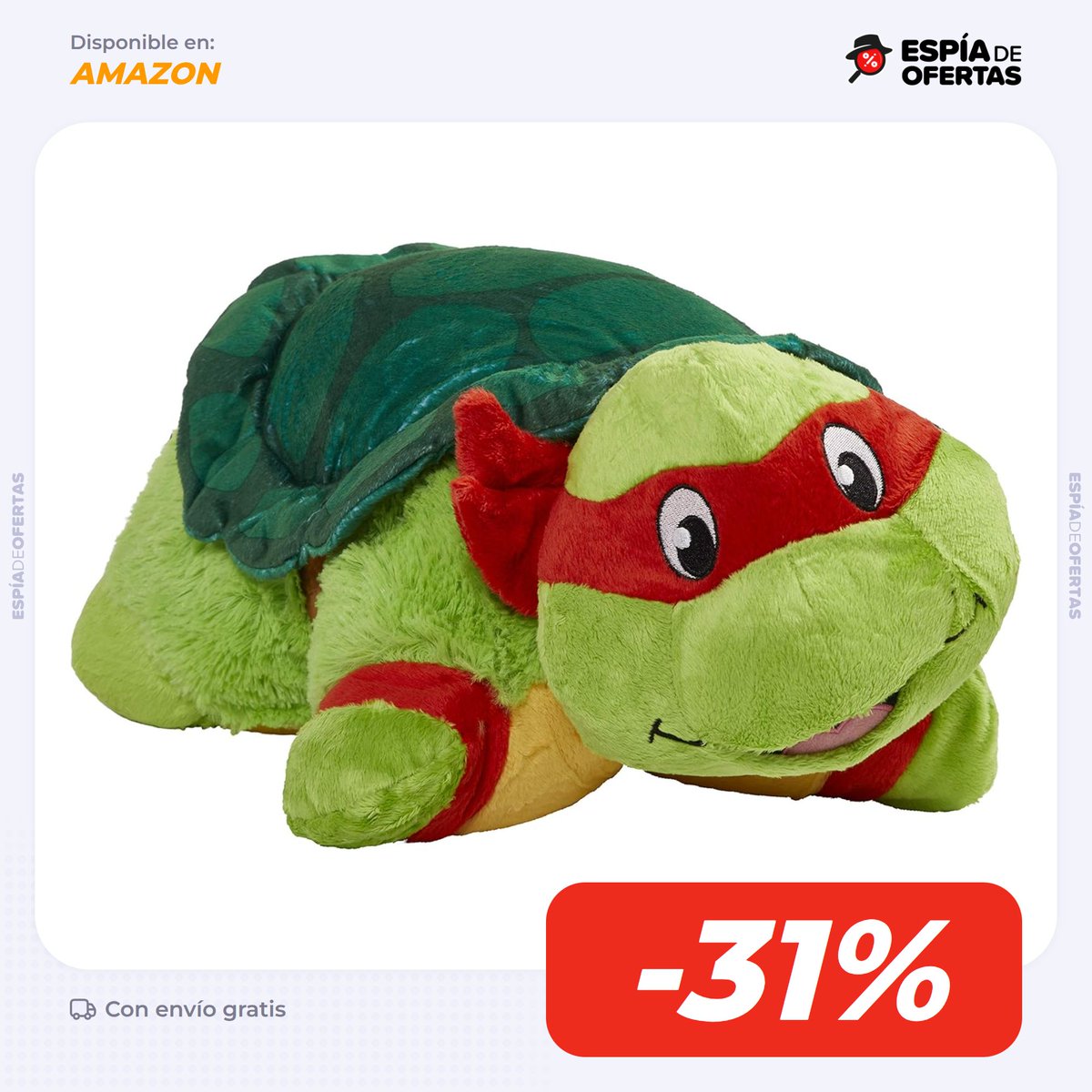Peluche para dormir de Rafael de Las Tortugas Ninja, de Pillow Pets, en  Amazon 🔗 https://t.co/pwTN7Nhmdq 💲 Precio en oferta: $543 ↩️ Antes: $784  🤑 Ahorras: $241 (31%), image size:1200x1200