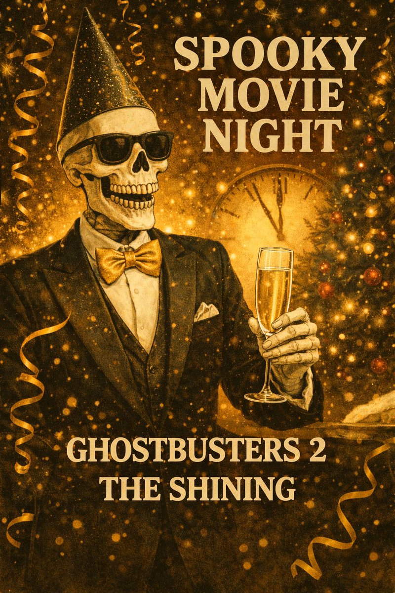 spookyposter's tweet image. It's Friday! We all made it. TONIGHT IS #SPOOKYMOVIENIGHT!

Join us tonight at 10pm Eastern Time as we wrap up our holiday season and celebrate New Year's a few days early with Ghostbusters 2 &amp;amp; The Shining!

Find us at spookymovienight.com!