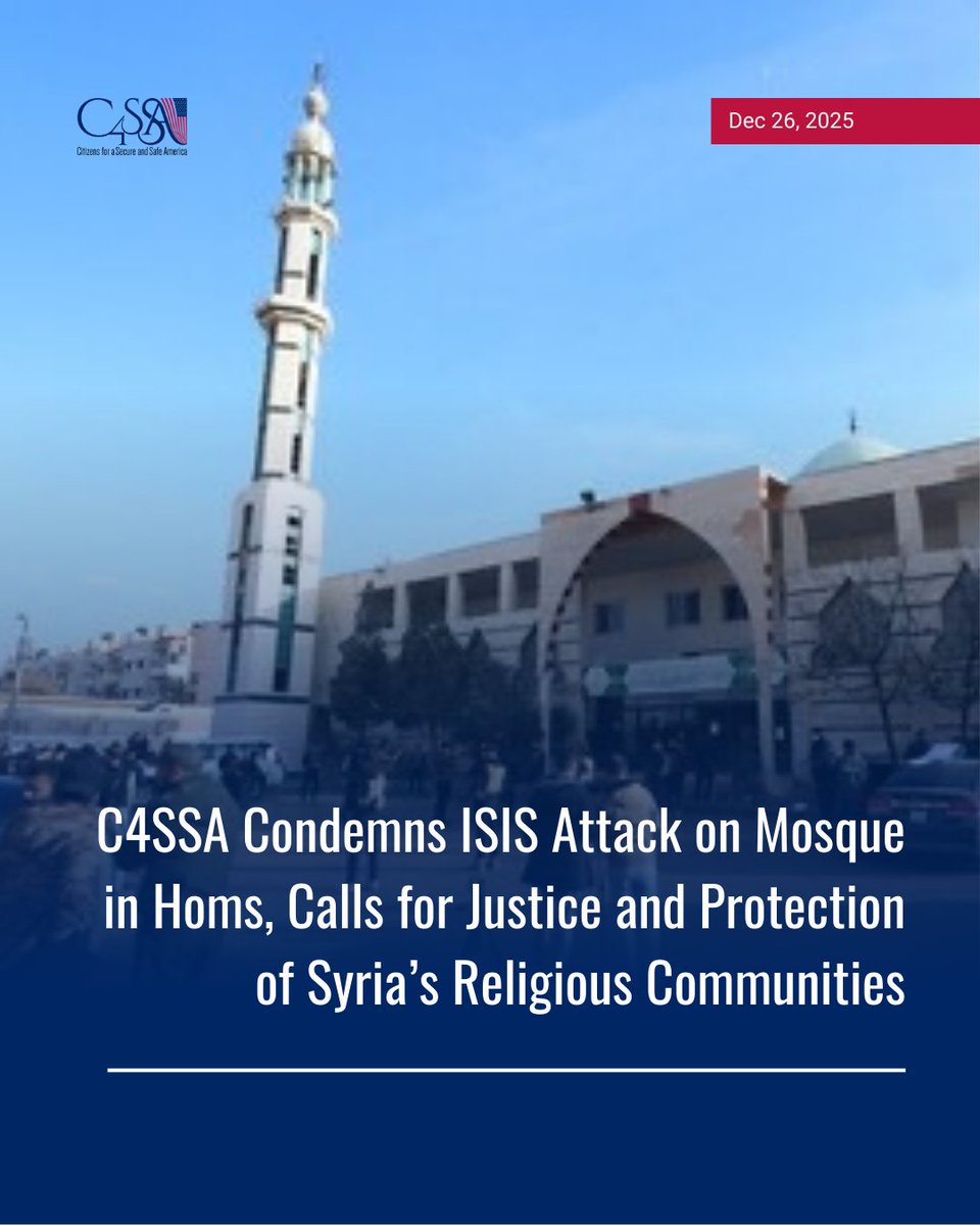 SecureSafeUSA's tweet image. PRESS RELEASE: C4SSA Condemns ISIS Attack on Mosque in Homs, Calls for Justice and Protection of Syria’s Religious Communities

conta.cc/4pgdMNH