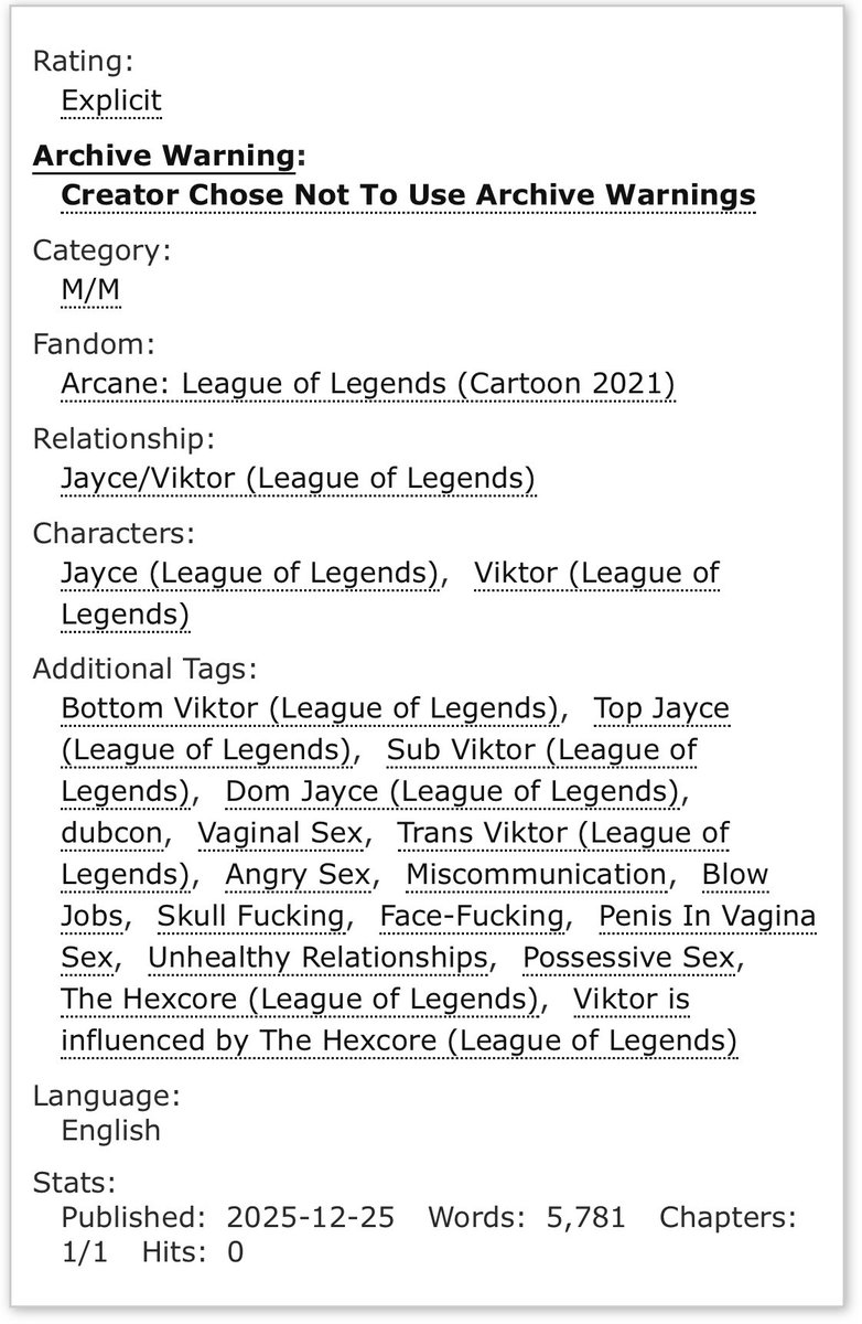 leiqhthal's tweet image. Fixed Jayvik Secret Santa! 

5.7k words
Unhealthy sex/dubcon
Councillor Jayce X commune Viktor

archiveofourown.org/works/76392366