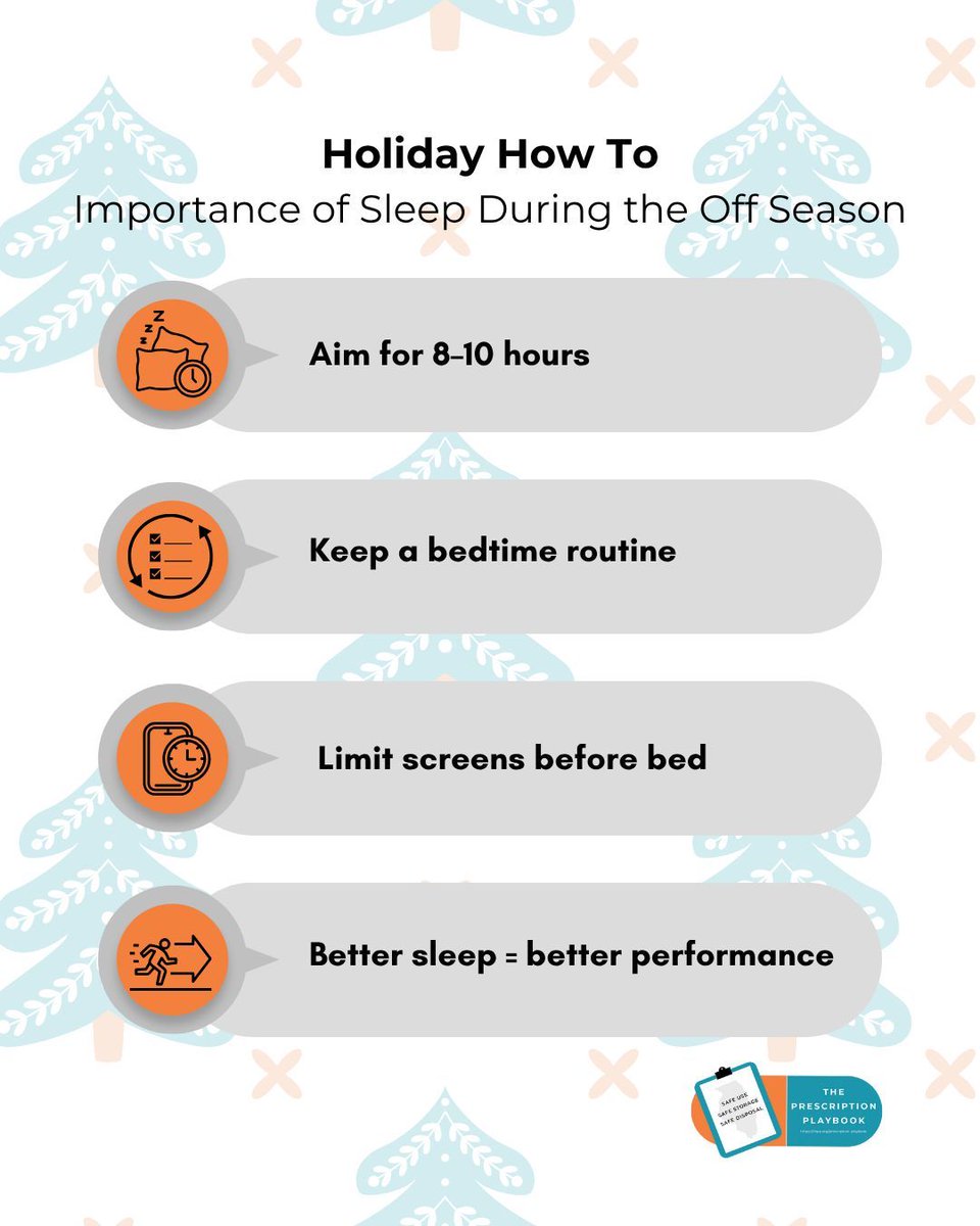 Holiday How-To: Sleep During the Off Season. Use the off season to reset your sleep habits. Prioritize 8–10 hours a night to boost recovery, energy, and overall performance. Rest is part of the training! 😴❄️