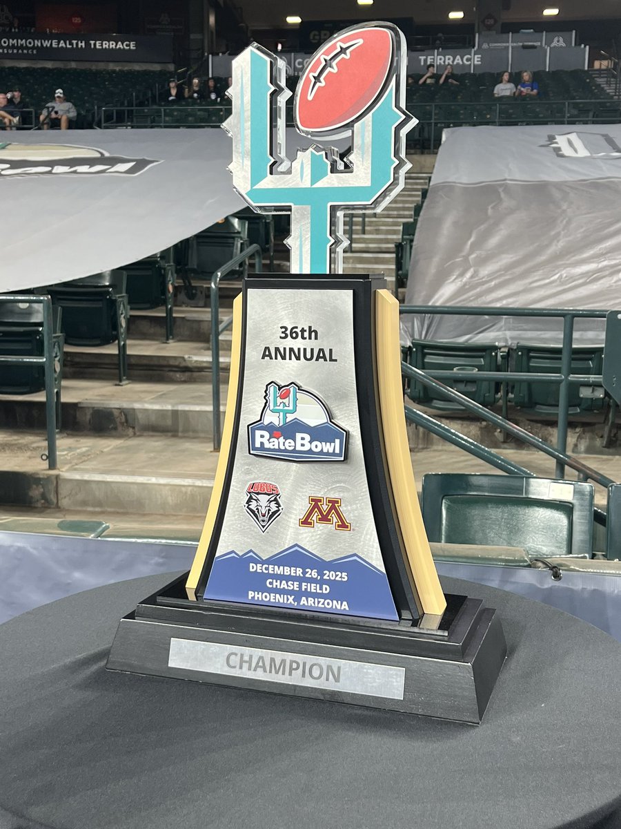 DevJTV's tweet image. The Rate Bowl Trophies on the line for the Lobos today! @UNMLoboFB about an hour from their 14th bowl game!  @KOB4