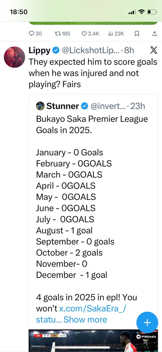 I rest my case he’s not a top striker - scored 1 away goal in the league in 19 months very poor