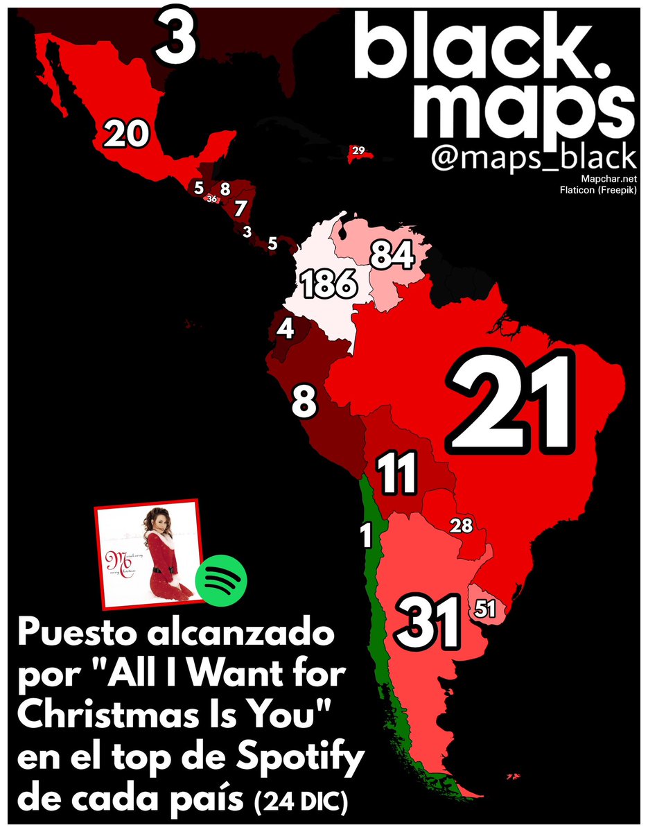 maps_black's tweet image. Puesto alcanzado por "All I Want for Christmas Is You" en el top de Spotify 🎄