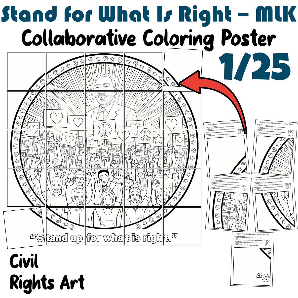 AvenuesLearning's tweet image. Stand up. Speak out. Work together✊
This MLK collaborative coloring poster helps students reflect on justice and courage while creating powerful classroom art
Perfect for MLK Day &amp;amp; Black History Month  
#MLKDay #StandForWhatIsRight #CollaborativeArt #SEL

teacherspayteachers.com/Product/Stand-…